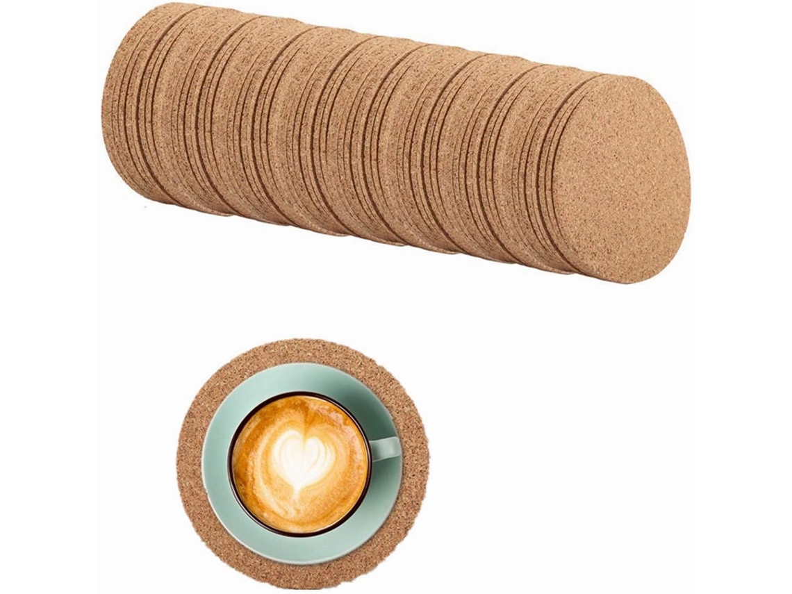 100 Posavasos De Cortiça Redondos Naturais, Anti Calor Para Café/chá/vinho, Decoração De Mesa Igvtrade