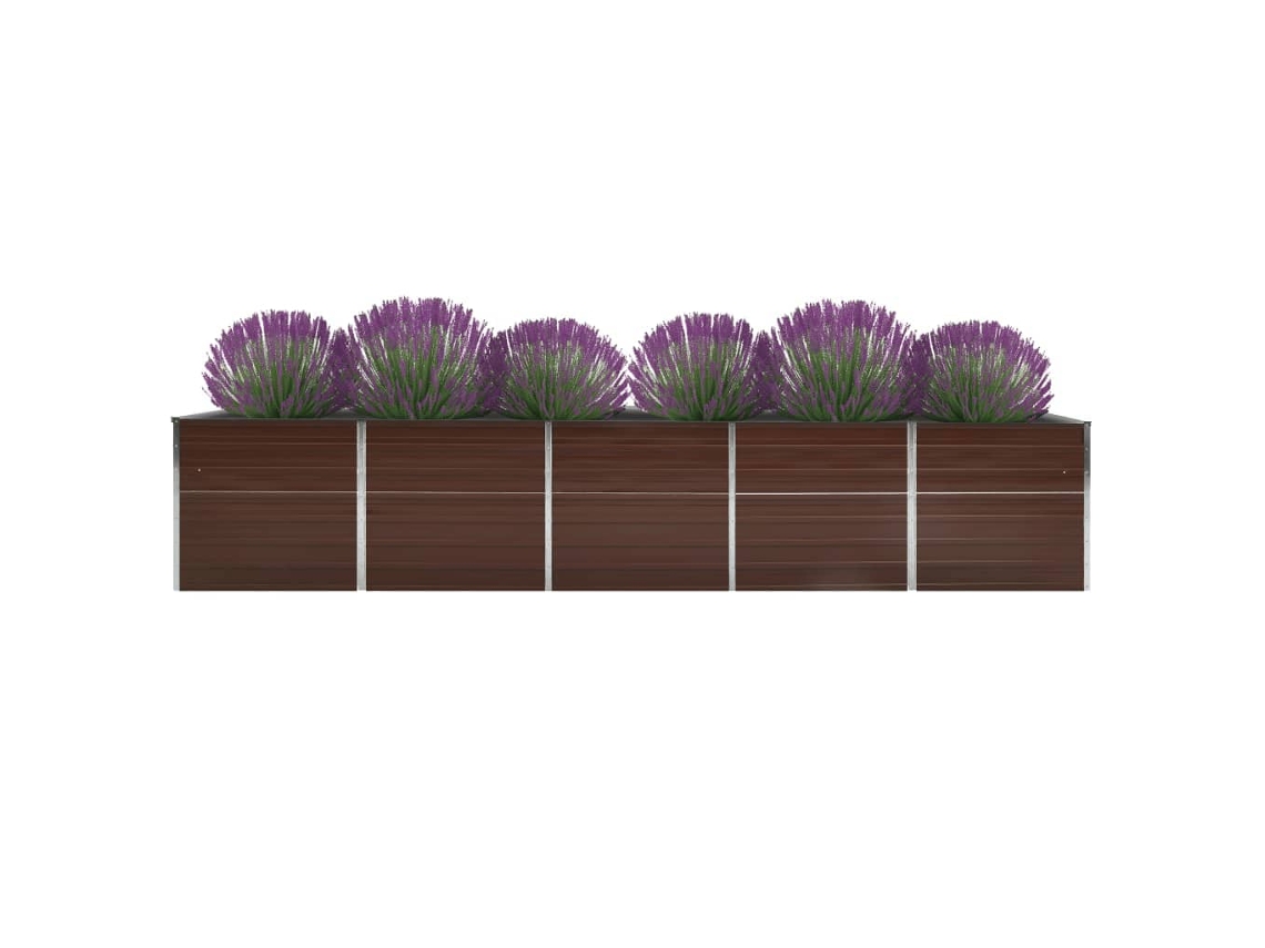 Canteiro Jardim Elevado | Vaso De Jardim | Floreira 400x80x77cm Aço Galvanizado Castanho Wsd338675 Lovely Home