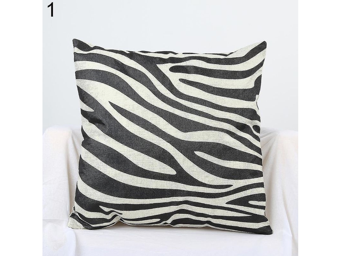 2026 funda de Almohada Cuadrada de Lino Con Estampado de Cebra para Sofá Decoración Hogar 44x44cm