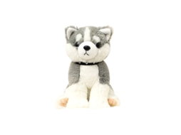 Cachorro de Pelúcia Realista Husky Cinza Escuro Brinquedo Macio para Crianças CHABERLU