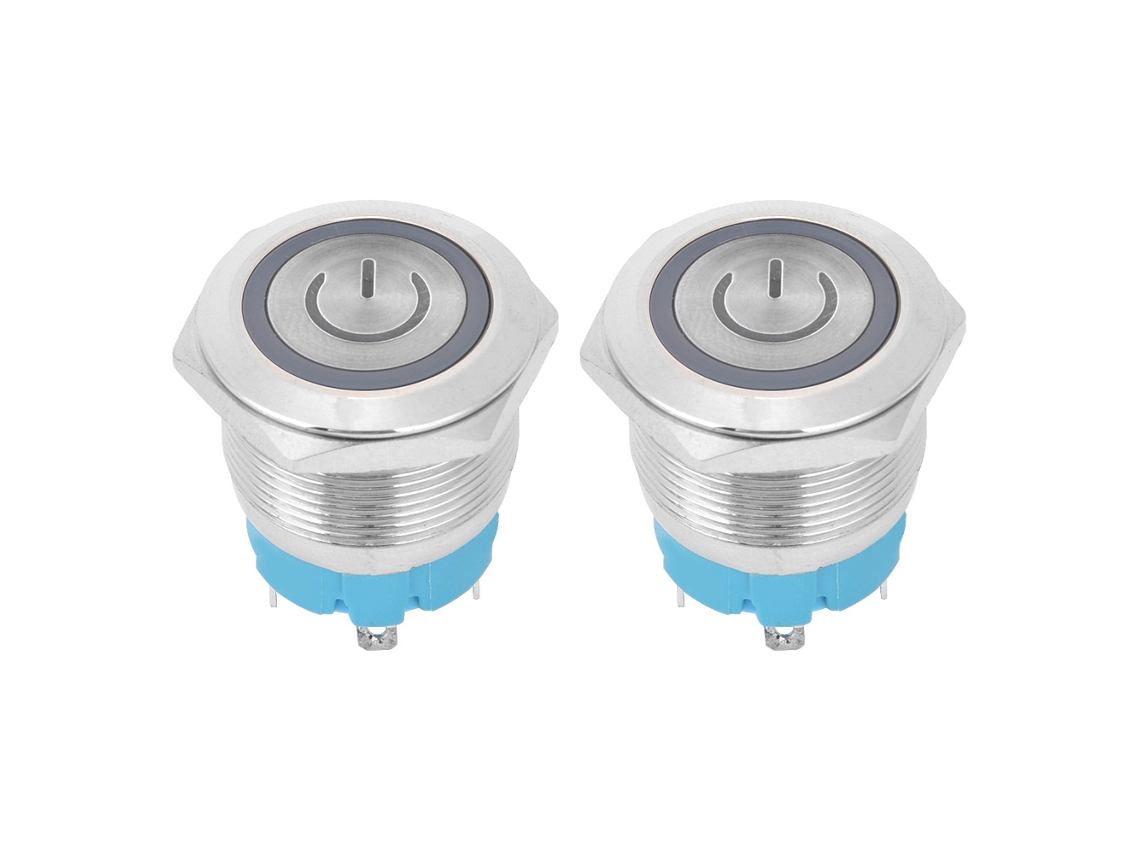 2pcs Interruptor de Botão Push 4 Pinos 3 6vdc 22mm Cabeça Plana com Luz | S/MARCA
