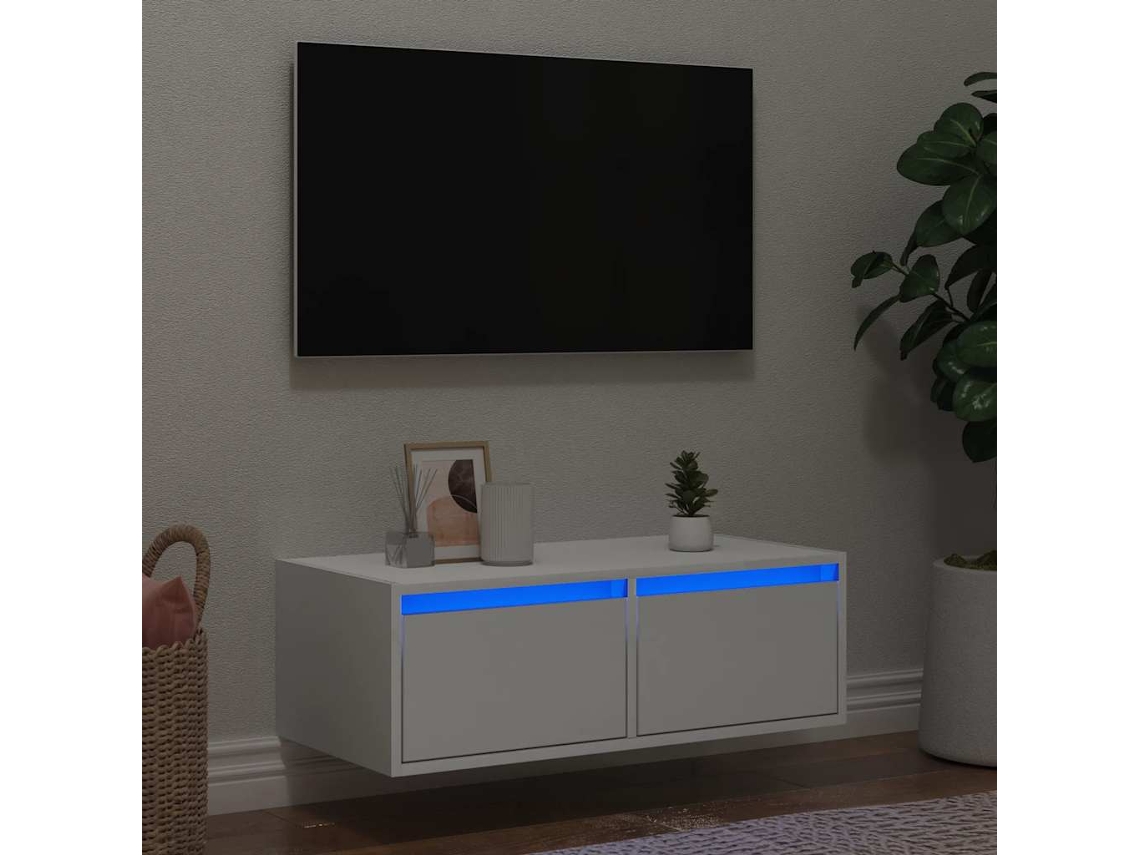 Vidaxl Móvel de Tv com Luzes Led 75x35,5x25 Cm Branco