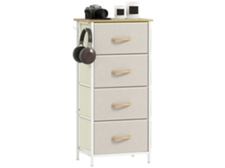 Cómoda alta de tecido, 4 gavetas, 45x30x94,5cm, bege, ORBITRA COMMERCE