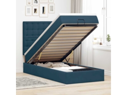 Vidaxl Estrutura De Cama Otomana Com Colchões Azul Escuro Veludo