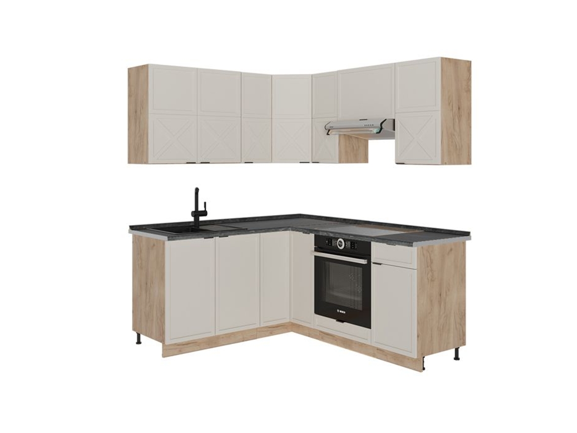 Cozinha Em Ângulo Fame Line, 160x190cm, Pt Antracite, Cinzabeige/carvalho Dourado, Carvalho De Força Dourado, Vicco