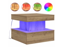 Mesa de Centro com Luzes Led Carvalho Artisiano MAISON EXCLUSIVE (50x50x40 cm)