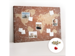 Quadro De Cortiça Com Impressão Mapa-múndi Em Tijolos Para A Sala De Estar Espelharte (120x80 Cm)