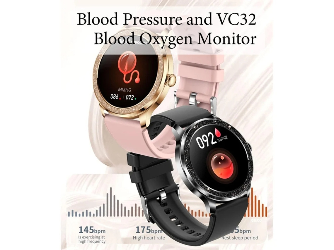 Smartwatch com Bluetooth, Chamadas/Mensagens, Etiqueta Fitness, Relógio com Pedômetro, Contador de Passos, Contador Personalizado Bestvite