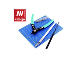 Conjunto De Ferramentas Básicas Para Modelagem Vallejo: Alicate, Cortador, Lâminas E Lima.
