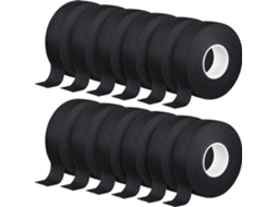 12 Rolos De Fita De Hóquei Resistente Ao Desgaste E Antiderrapante, Fita Esportiva Multiuso, Preta/2.5cm X 25m Digitallab
