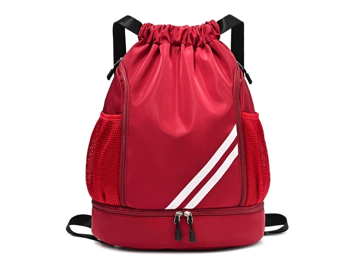 Mochila Com Cordão, Impermeável, Para Academia, Resistente, Em Nylon Oxford, Ideal Para O Dia A Dia, Vermelha.
