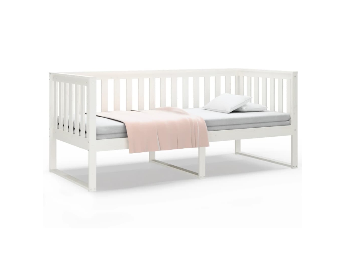 Cama Dia Sem Colchão em Pinho de Madeira Maciça Branco MAISON EXCLUSIVE (100x200 cm)