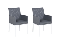 Conjunto De 2 Cadeiras De Jardim Com Almofadas Beliani Bacoli De Tecido Cinzento Escuro 52x62x91