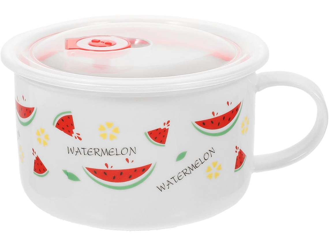 Tigela De Ramen Cerâmica Tidtaleo, Resistente A Impactos E Arranhões, 900ml, Com Tampa, Branca, Ideal Para Celebrações E