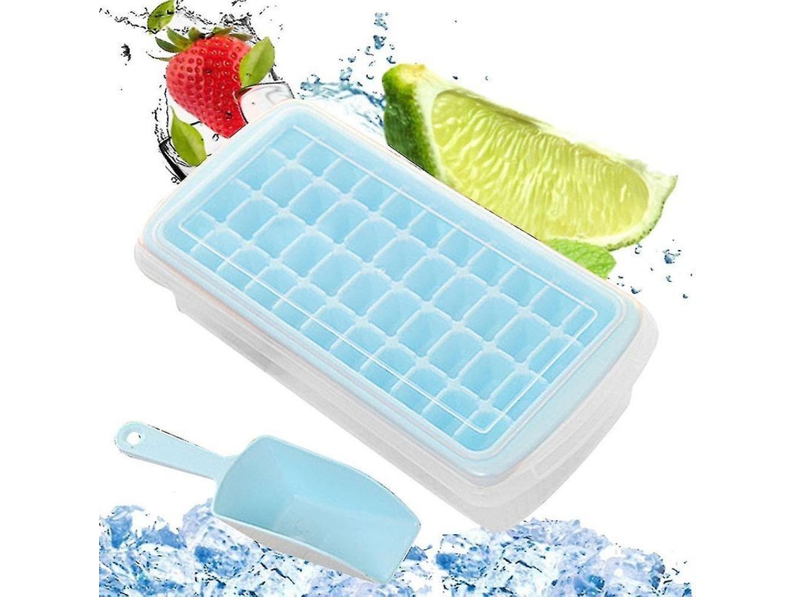 Conjunto 3 Em 1: Forma De Gelo Em Silicone Com Copo E Colher, 36 Cubos Por Lote, Tampa Anti-odor, Econômico De Espaço