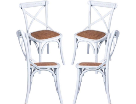 Pack 4 Cadeiras  Altea (Branco - 43 x 87 x 45 cm - Madeira - Junco)