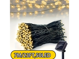Cordão De Luz Led Solar Para Áreas Exteriores À Prova De Água 7m 50 Luzes Branco Quente Siurn