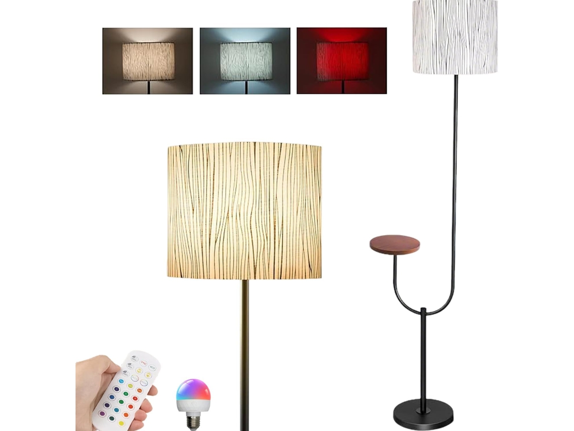 Luminária De Chão Rgb Sem Fio Com Brilho Ajustável E Controle Remoto Cúpula Linho Leitura Moderna Recarregável Para Sala