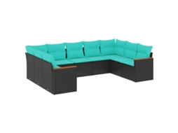 Conjunto de Sofá de Jardim, 5 Peças, Almofadas, Rattan Preto MAISON EXCLUSIVE