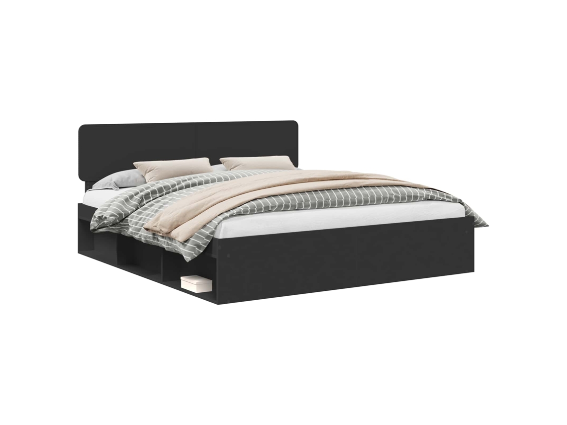 Estrutura da Cama Preto 200x200 cm Madeira de Pinheiro Sólida MAISON EXCLUSIVE