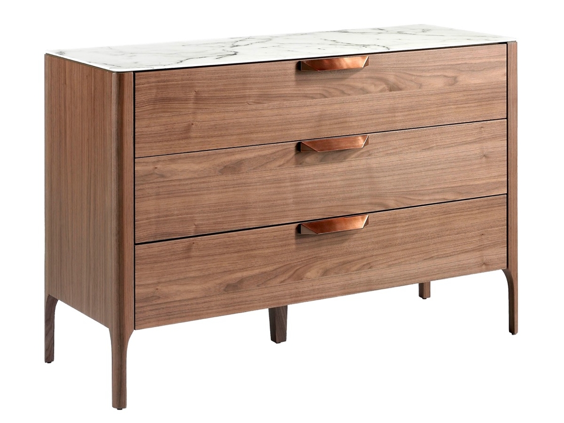 Cómoda ANGEL CERDÁ. 7044 (Castanho, Branco - MDF, Vidro - 120 x 45 x 80 cm)