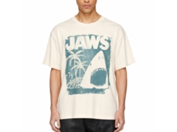 Rockinstone Jaws Movie Surf Club Poster Solid Natural Adult T-shirt Size:m