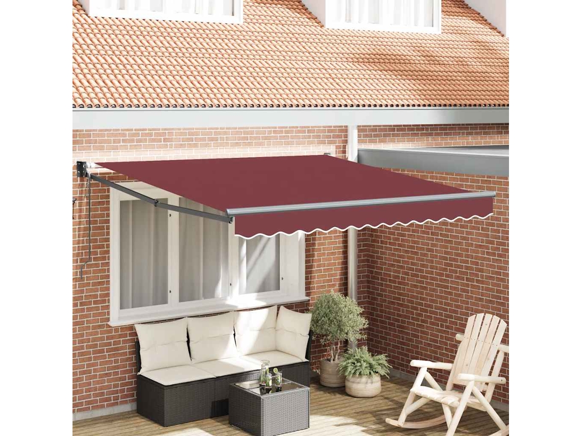 Vidaxl Toldo Retrátil Automático 300x250 Cm Bordô