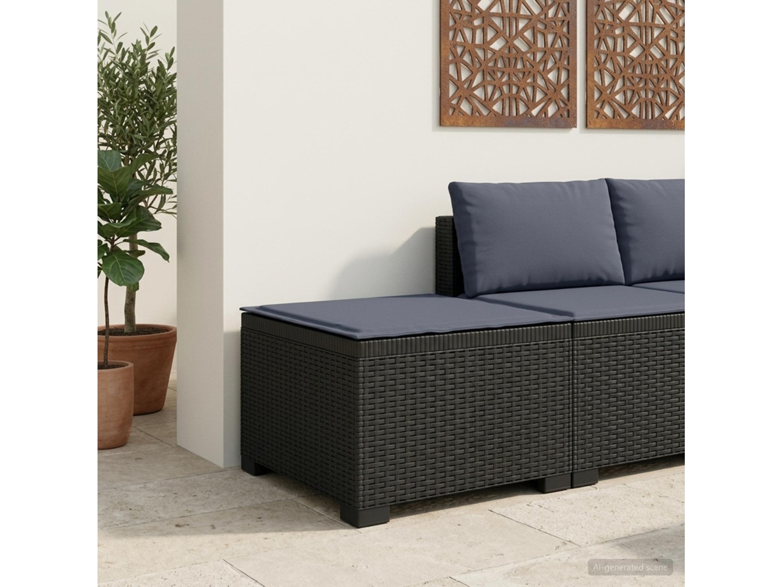 Vidaxl Sofá De Jardim 1 Lugar Com Almofada Look Rattan Pp Antracite