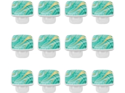 Puxadores E Botões Quadrados Para Gavetas Armários, Conjunto De 12 Peças, Textura Abstrata Verde E Azul, Puxadores Para