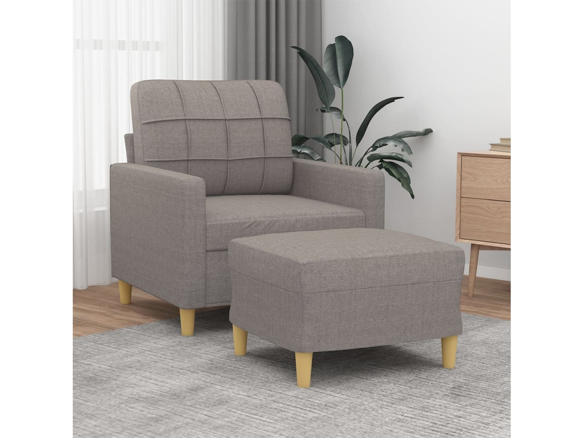 Vidaxl Poltrona Com Apoio De Pés 60 Cm Tecido Cinza-acastanhado