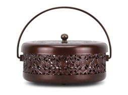 Nova Line suporte de Incenso Mosquito Portátil Retro em Ferro Decorativo para Casa Bronze 14x7cm