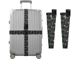 Conjunto De 2 Cintas Bagagem Com Estampa Margaridas Em Fundo Preto Para Malas, Cintas De Viagem, Acessórios De Cinto