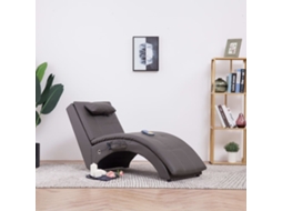 Vidaxl Chaise Longue De Massagem C/ Almofada Couro Artificial Cinzento
