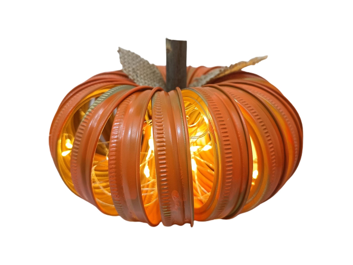 Enfeite Halloween Jarra Iluminada Abóbora Outono