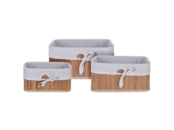 Cestas bambu tela 26 + 21+ 14 cm lote 3