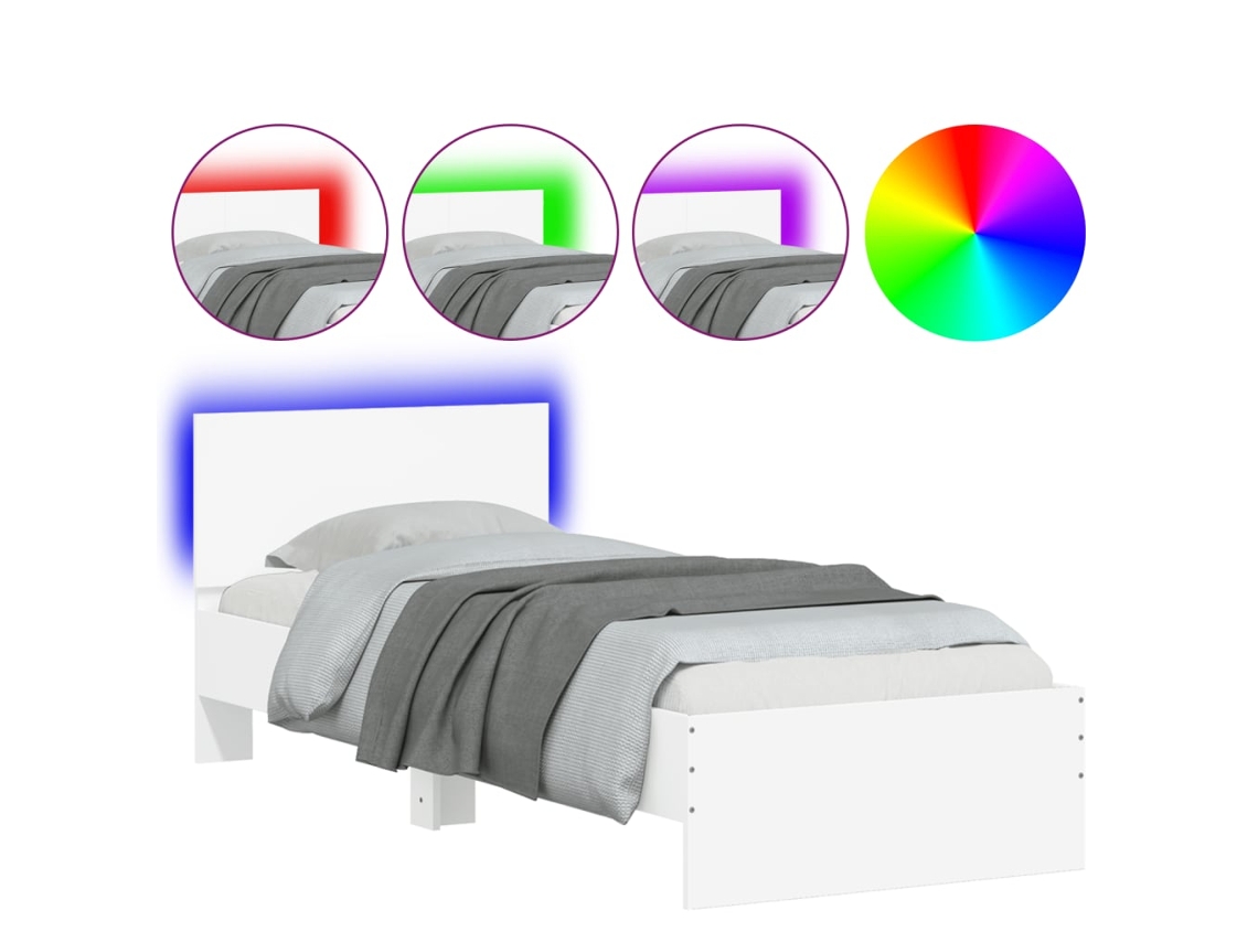 Estrutura de Cama com Cabeceira e Luzes Led Branco MAISON EXCLUSIVE (75x190 cm)