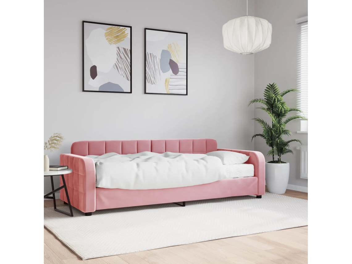 Vidaxl Sofá-cama Com Colchão 80x200 Cm Veludo Rosa
