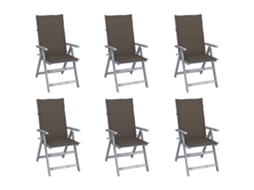Vidaxl Cadeiras Jardim Reclináveis C/ Almofadões 6 Pcs Acácia Maciça