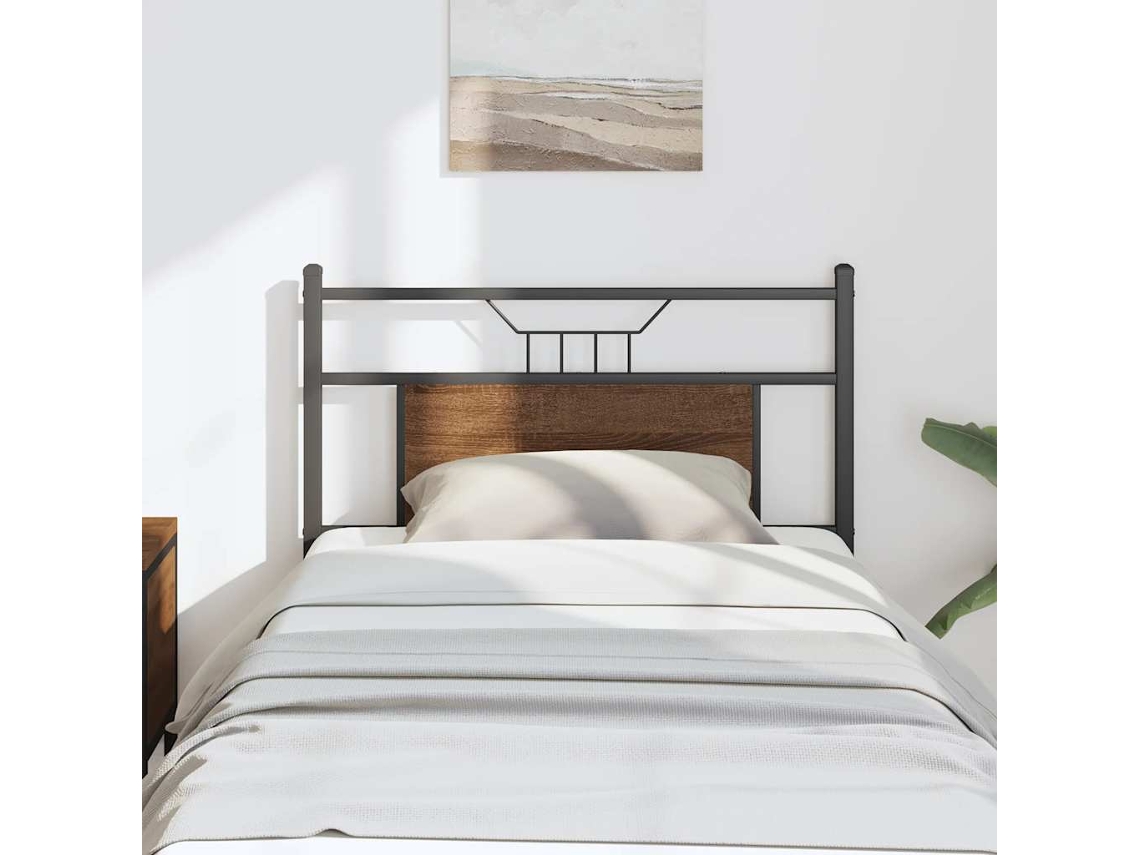 Vidaxl Cabeceira De Substituição 80 Cm Derivados Madeira/aço Carvalho Castanho