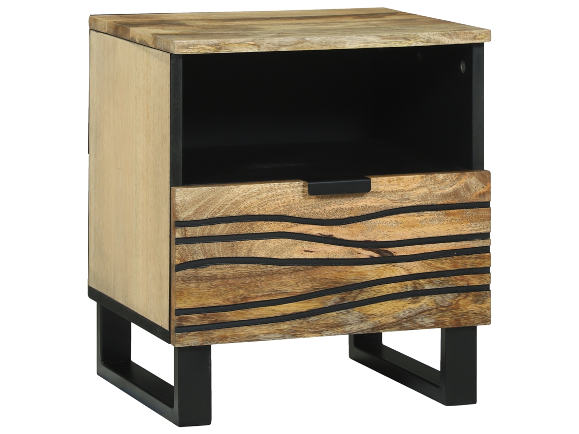 Conjunto 1 Armário De Cabeceira Vidaxl Castanho Madeira De Mangueira Maciça (40 X 33 X 46 Cm)