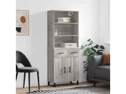 Vidaxl Armário Alto 69,5x34x180 Cm Derivados De Madeira Sonoma Cinza
