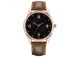 Relógio de Pulso Masculino de Quartzo com Pulseiro Pu Estilo Simples (café Escuro Preto)