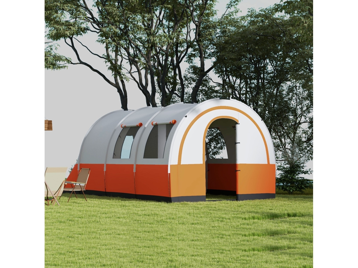 Barraca De Acampamento Familiar Para Até 6 Pessoas, Com Áreas Separadas E Proteção À Prova D'água Na Cor Branco Cremoso