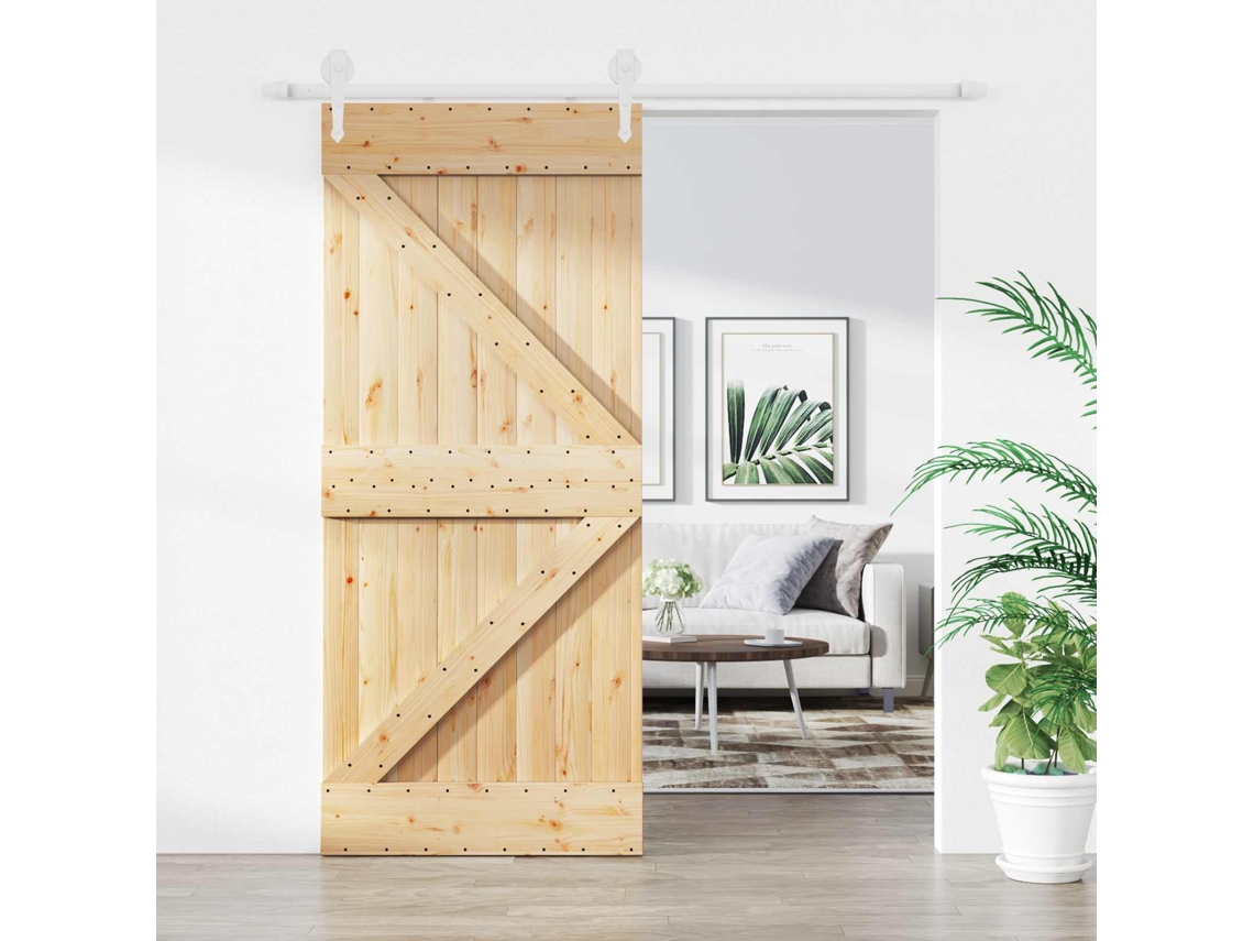 Vidaxl Porta Deslizante Natural E Branco 90 X 210 Cm