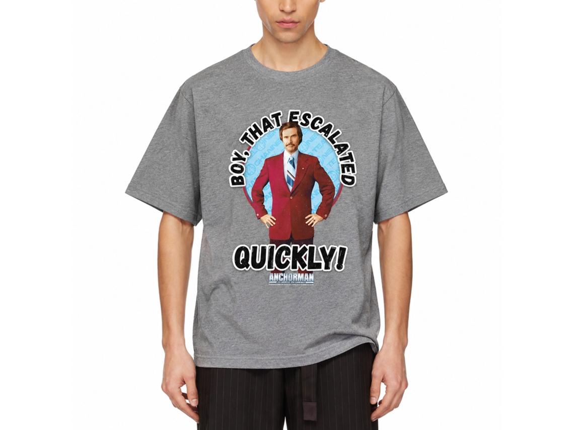 Rockinstone Anchorman Movie Escalated Quickly Heather Graphite Adult T-shirt Size:xxl