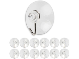12 Ventosas com Gancho, Diâmetro Ø 40 Mm, Transparentes, Tamanho Médio BRILVIBERA