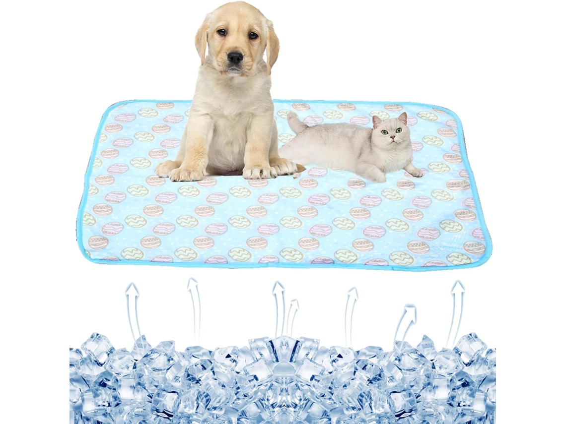 Tapete Refrescante, em Seda Gelada, em Bambu, para Pets, Respirável, Uso no Verão, 50x70 Cm, Azul AQUAFORGE