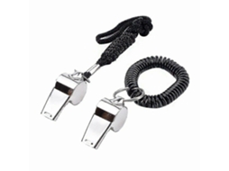 Apito De Árbitro Lurelia Pack 2 Peças Em Aço Inoxidável Com Cordão Preto Para Treino Desportivo E Emergência