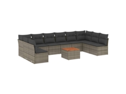 Conjunto de 11 Sofás de Jardim com Almofadões Vime Pe Cinzento MAISON EXCLUSIVE