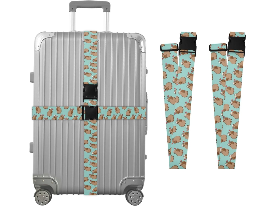 Conjunto De 2-cintas Bagagem Capybare Com Estampa Tampa, Cintas De Viagem, Acessórios Para Cinto, Conector De Bagagem